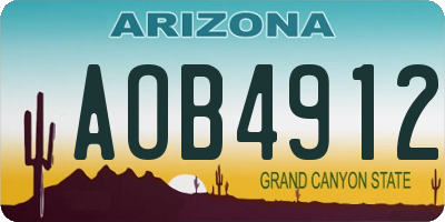 AZ license plate AOB4912