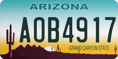 AZ license plate AOB4917