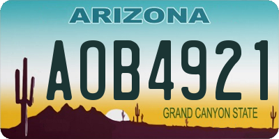 AZ license plate AOB4921