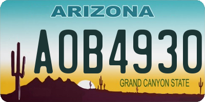 AZ license plate AOB4930