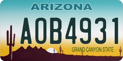 AZ license plate AOB4931
