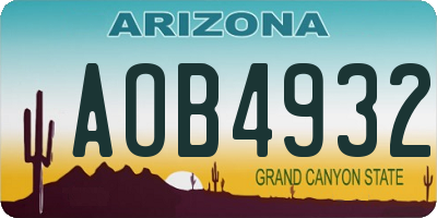 AZ license plate AOB4932