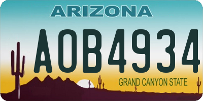 AZ license plate AOB4934
