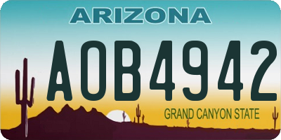 AZ license plate AOB4942