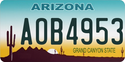 AZ license plate AOB4953