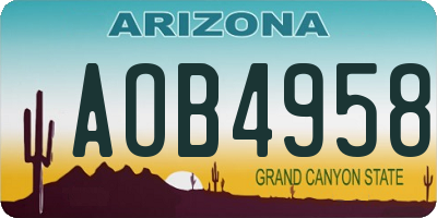 AZ license plate AOB4958