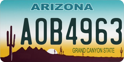 AZ license plate AOB4963