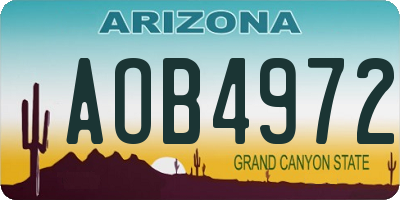 AZ license plate AOB4972