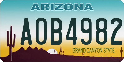 AZ license plate AOB4982