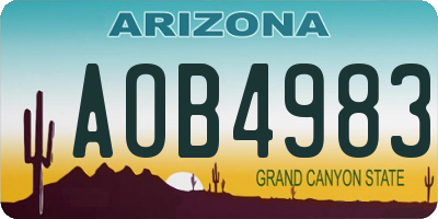 AZ license plate AOB4983