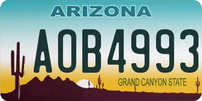 AZ license plate AOB4993