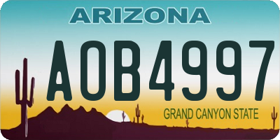 AZ license plate AOB4997