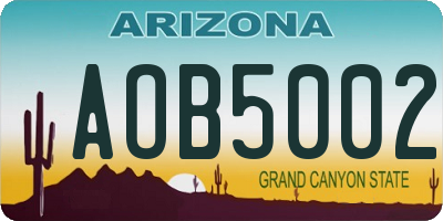 AZ license plate AOB5002
