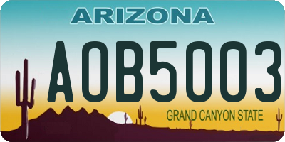 AZ license plate AOB5003
