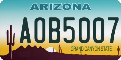 AZ license plate AOB5007