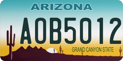 AZ license plate AOB5012