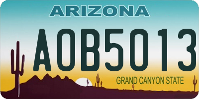 AZ license plate AOB5013