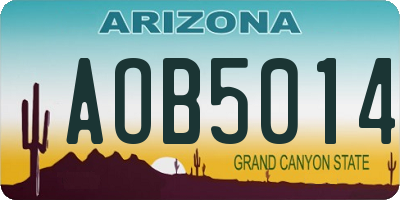 AZ license plate AOB5014