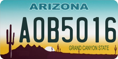AZ license plate AOB5016
