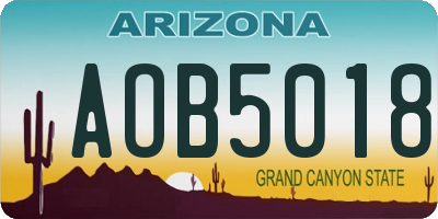 AZ license plate AOB5018