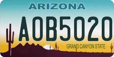 AZ license plate AOB5020