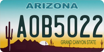 AZ license plate AOB5022