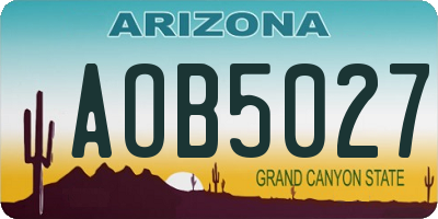 AZ license plate AOB5027