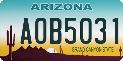 AZ license plate AOB5031