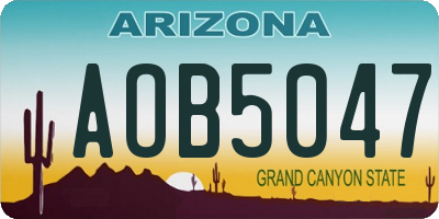 AZ license plate AOB5047