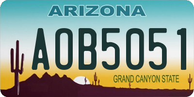 AZ license plate AOB5051