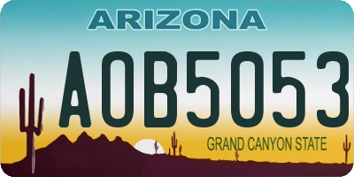 AZ license plate AOB5053