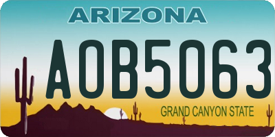 AZ license plate AOB5063