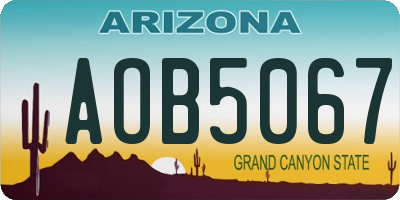 AZ license plate AOB5067
