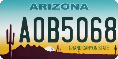 AZ license plate AOB5068