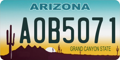 AZ license plate AOB5071