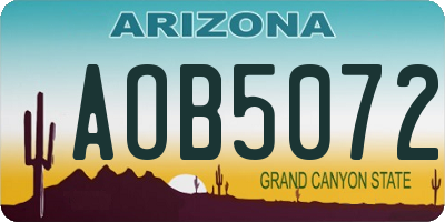 AZ license plate AOB5072