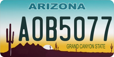 AZ license plate AOB5077