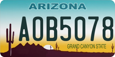 AZ license plate AOB5078