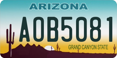 AZ license plate AOB5081