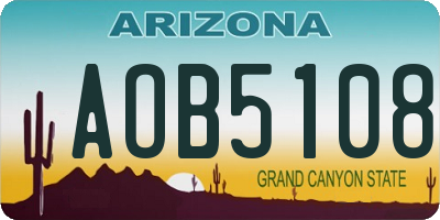 AZ license plate AOB5108