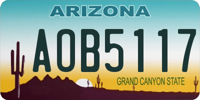 AZ license plate AOB5117