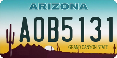 AZ license plate AOB5131