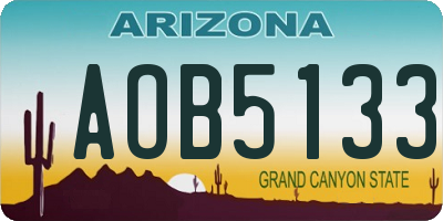 AZ license plate AOB5133