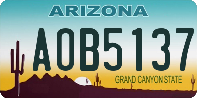 AZ license plate AOB5137