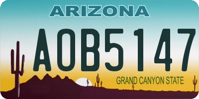 AZ license plate AOB5147