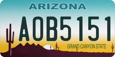 AZ license plate AOB5151