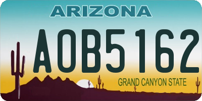 AZ license plate AOB5162