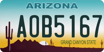 AZ license plate AOB5167