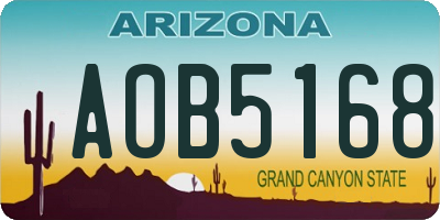 AZ license plate AOB5168