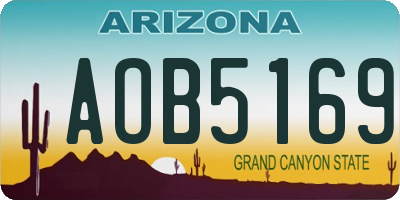 AZ license plate AOB5169